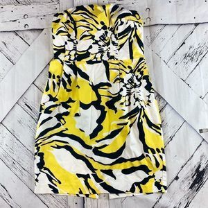 EXPRESS DESIGN STUDIO Yellow Floral Strapless Dress size 10
